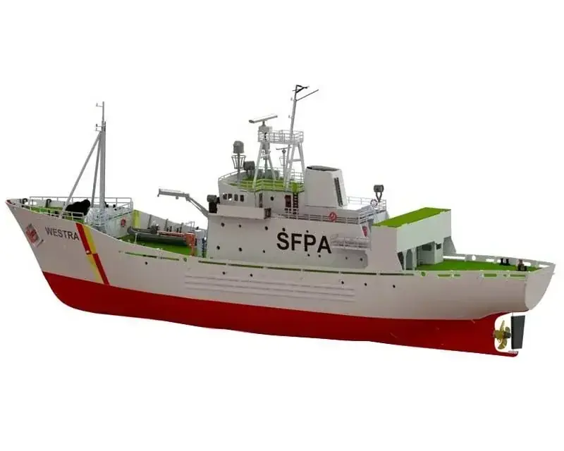 Billig Holzbausatz Patrouillenboot Westra im Maßstab 1:50